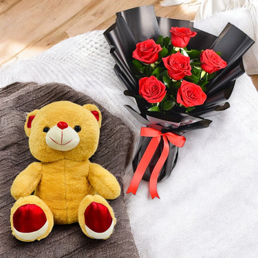 Red Roses and Teddy Bear